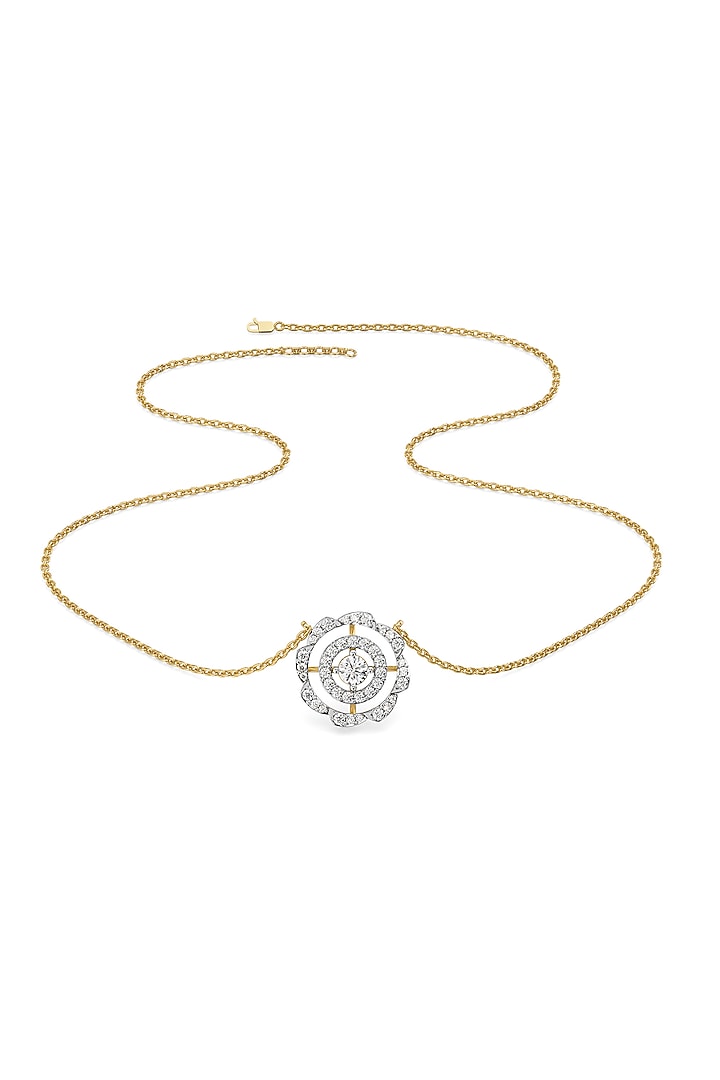 Gold Plated Diamond Circular Pendant Necklace In Sterling Silver by Lukson at Pernia's Pop Up Shop