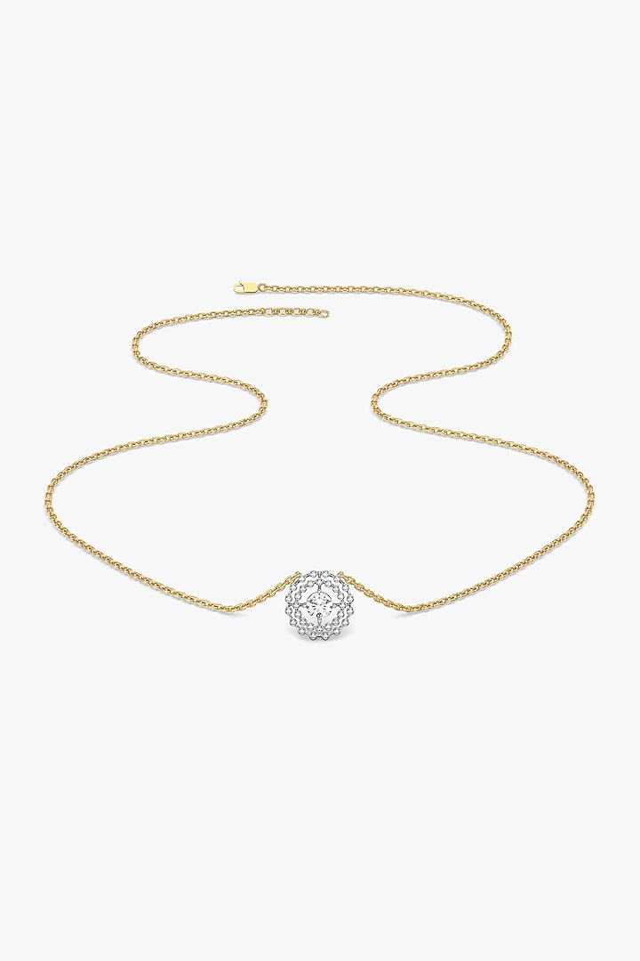 Gold Plated Prong-Set Diamond Pendant Necklace In Sterling Silver by Lukson at Pernia's Pop Up Shop