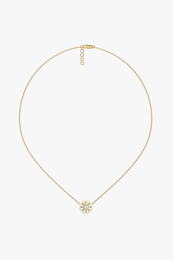 Gold Plated Lab-Grown Diamond Floral Pendant Necklace In Sterling Silver by Lukson at Pernia's Pop Up Shop