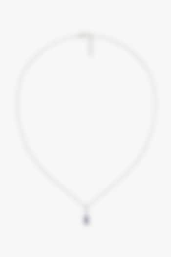 Silver Finish Sapphire & Diamond Necklace In Sterling Silver by Lukson at Pernia's Pop Up Shop