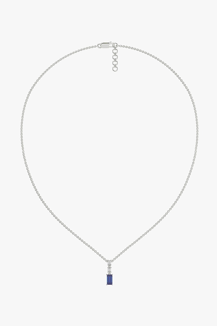 Silver Finish Sapphire & Diamond Necklace In Sterling Silver by Lukson at Pernia's Pop Up Shop