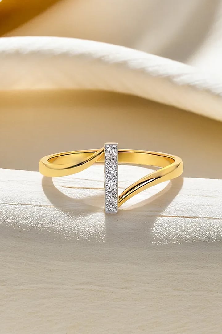 Gold Plated Lab-Grown Diamond V-Shaped Ring by Lukson at Pernia's Pop Up Shop