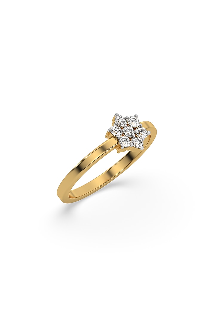 Gold Plated Lab-Grown Diamond Floral Ring In Sterling Silver by Lukson at Pernia's Pop Up Shop