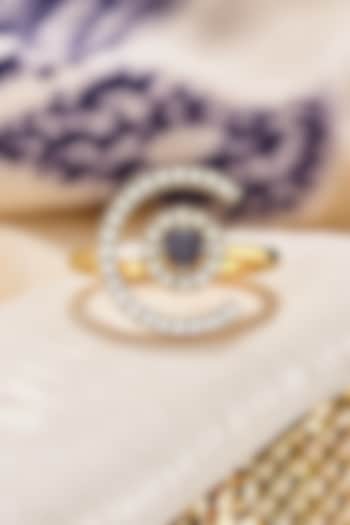 Gold Plated Lab-Grown Diamond Evil-Eye Ring by Lukson at Pernia's Pop Up Shop