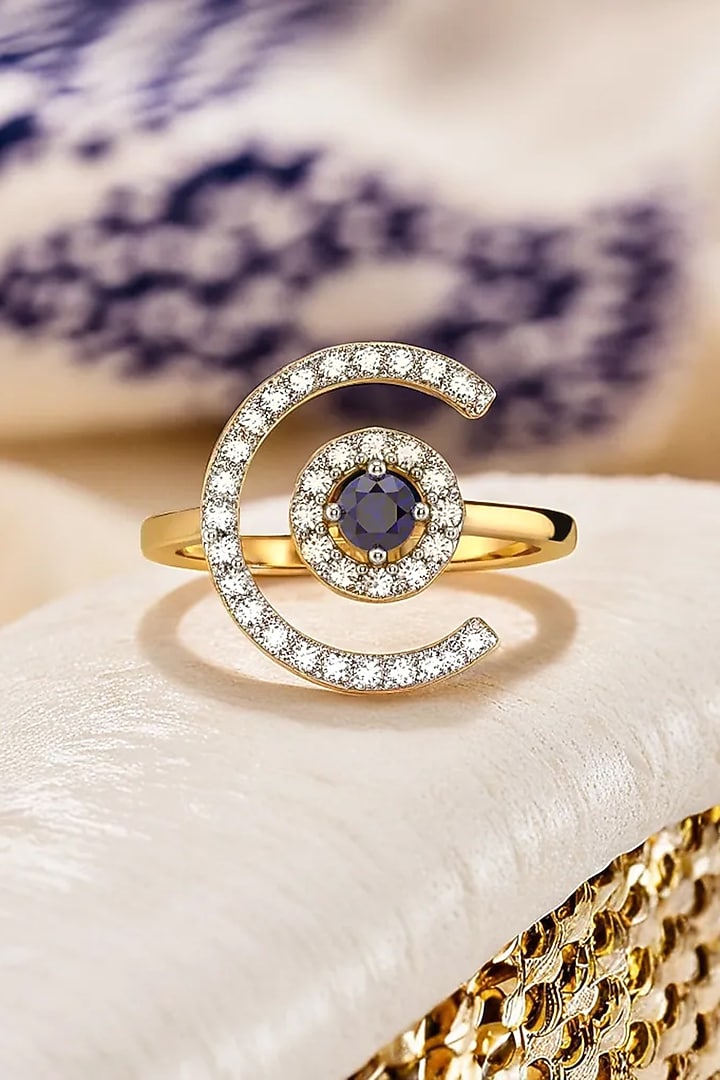 Gold Plated Lab-Grown Diamond Evil-Eye Ring by Lukson at Pernia's Pop Up Shop