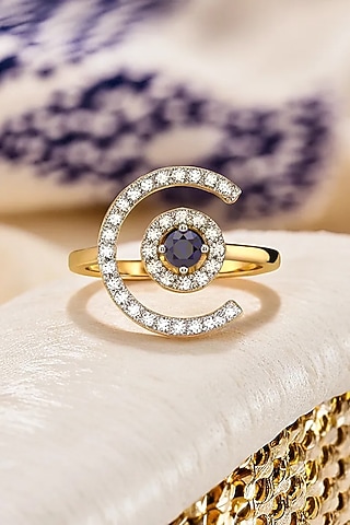 Gold Plated Lab-Grown Diamond Evil-Eye Ring by Lukson