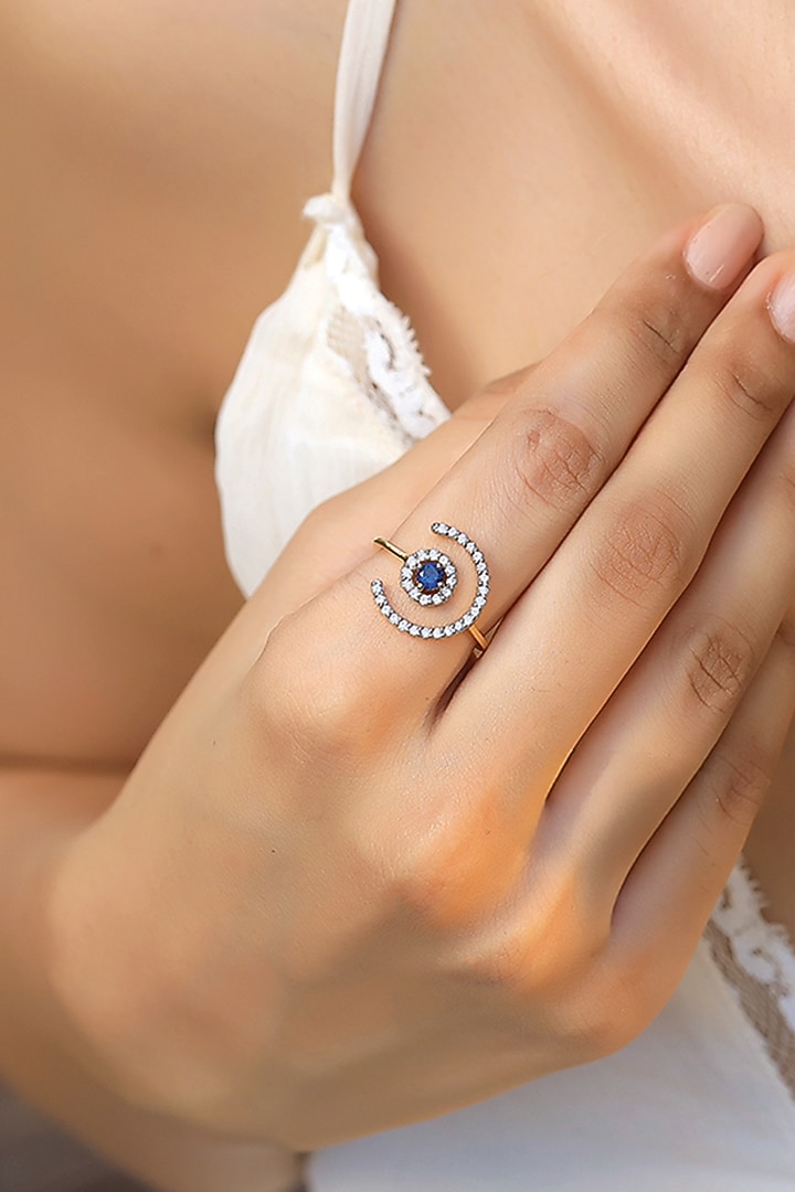 Gold Plated Lab-Grown Diamond Evil-Eye Ring by Lukson at Pernia's Pop Up Shop