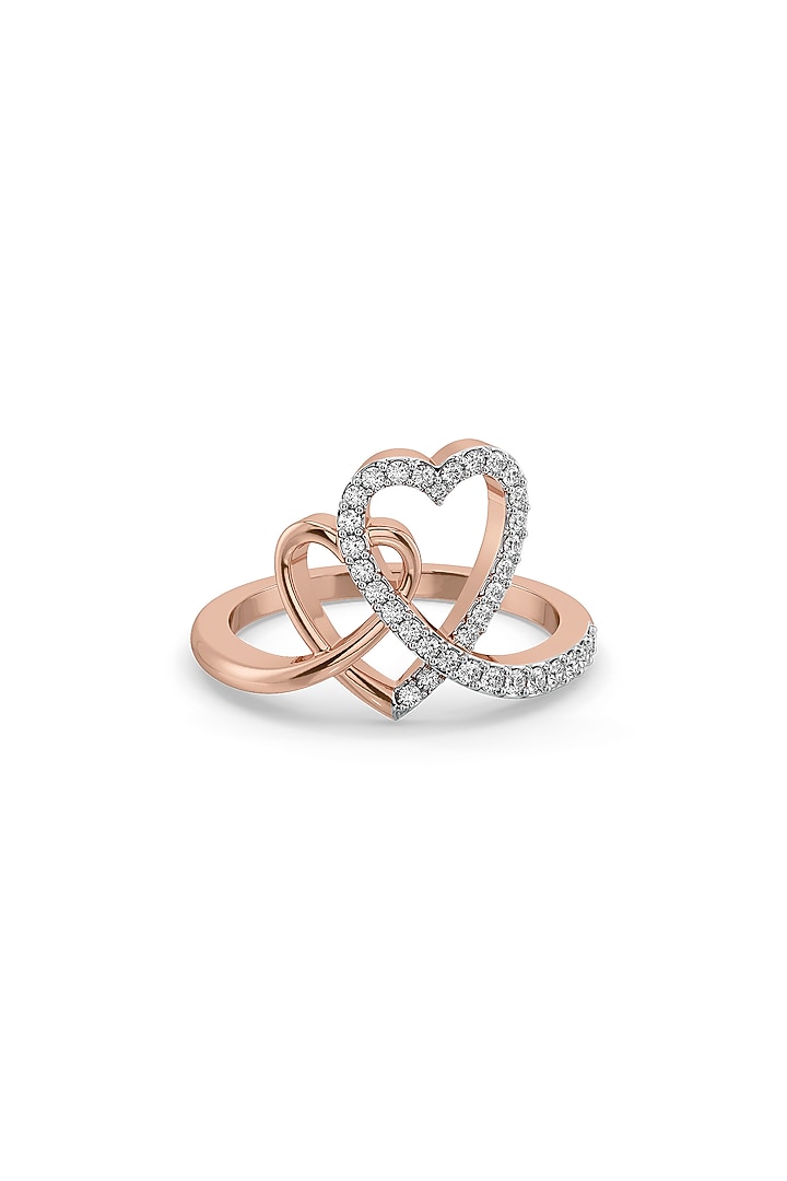 Rose Gold Plated Lab-Grown Diamond Heart Entwined Ring by Lukson at Pernia's Pop Up Shop