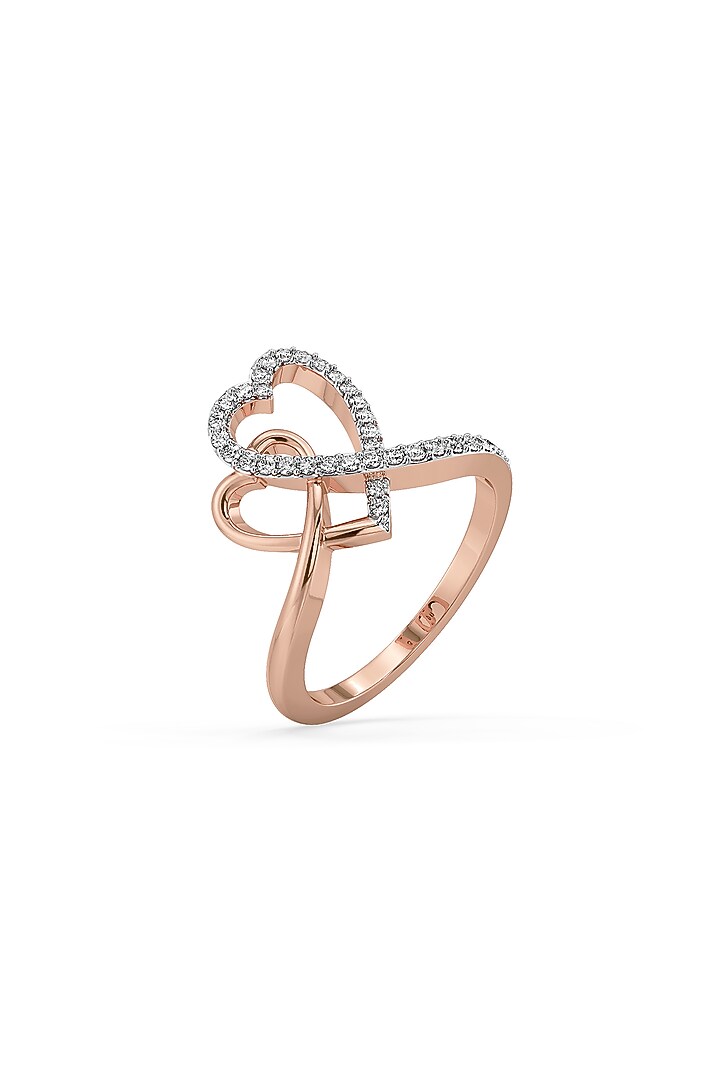 Rose Gold Plated Lab-Grown Diamond Heart Entwined Ring by Lukson at Pernia's Pop Up Shop