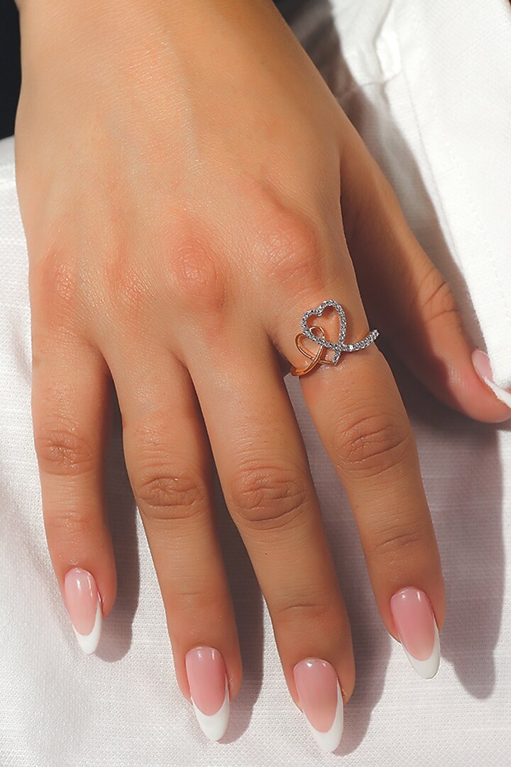 Rose Gold Plated Lab-Grown Diamond Heart Entwined Ring by Lukson at Pernia's Pop Up Shop