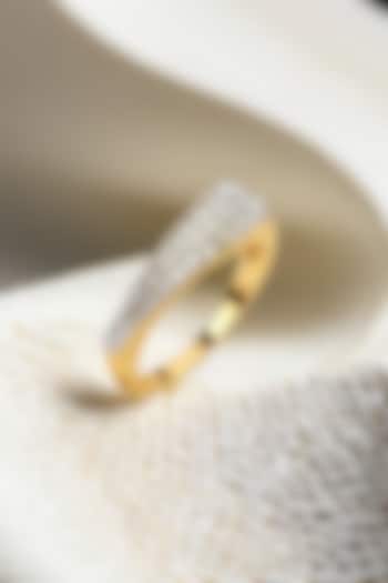 Gold Finish Lab-Grown Diamond Ring In Sterling Silver by Lukson at Pernia's Pop Up Shop