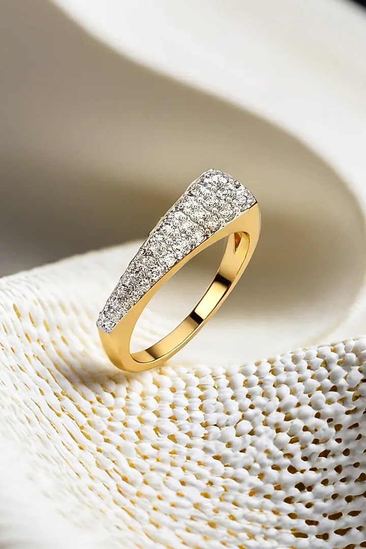 Gold Finish Lab-Grown Diamond Ring In Sterling Silver by Lukson at Pernia's Pop Up Shop