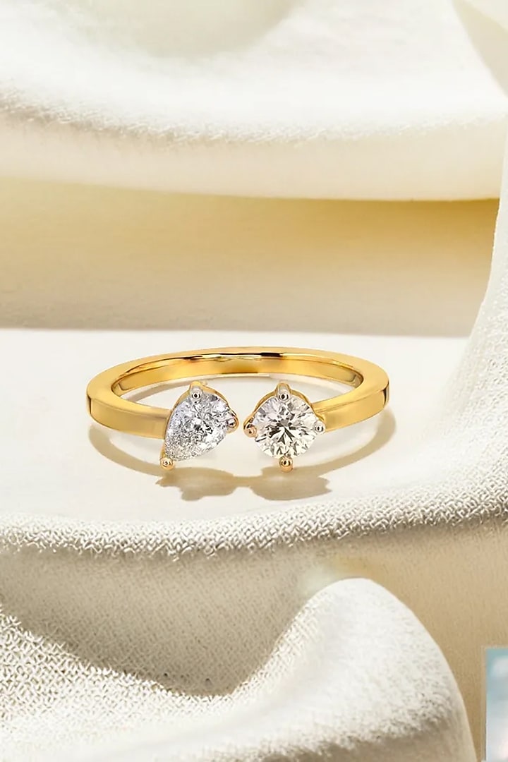 Gold Plated Lab-Grown Diamond Toi-Et-Moi Ring by Lukson at Pernia's Pop Up Shop