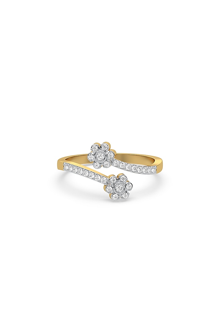 Gold Plated Lab-Grown Diamond Floral Open-Top Ring by Lukson at Pernia's Pop Up Shop