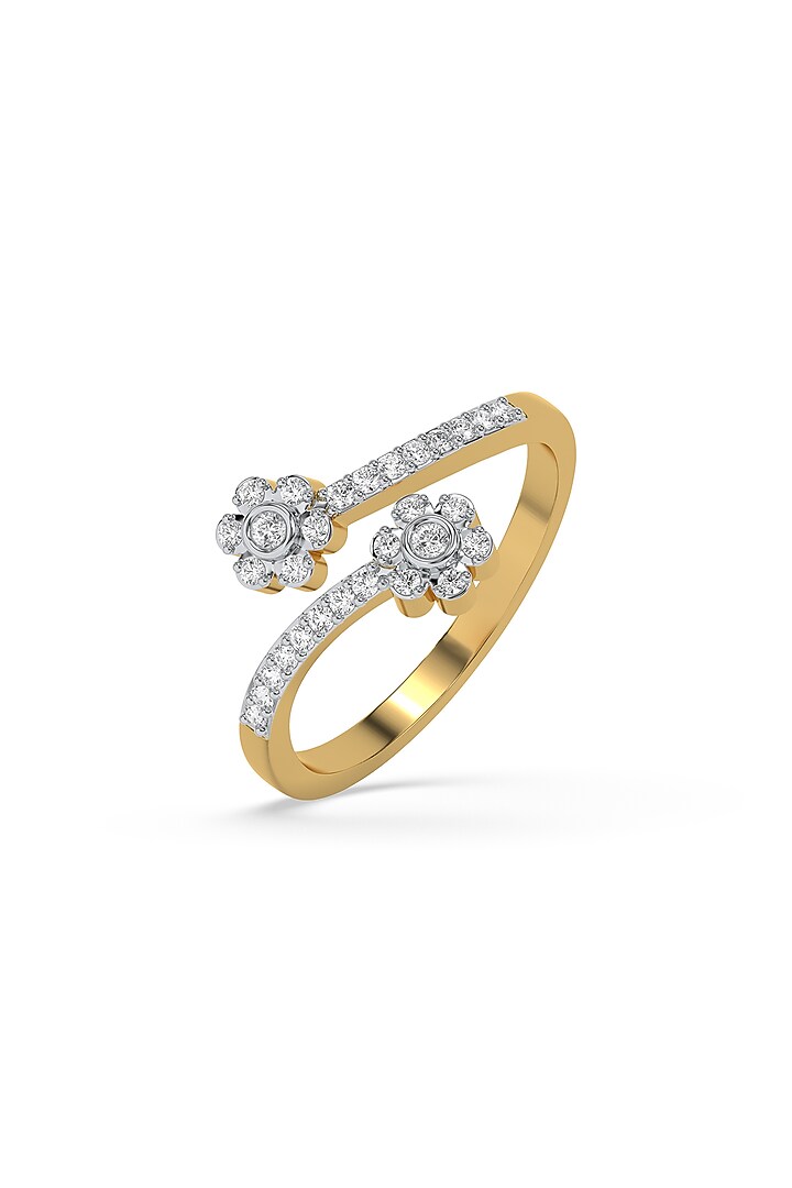 Gold Plated Lab-Grown Diamond Floral Open-Top Ring by Lukson at Pernia's Pop Up Shop
