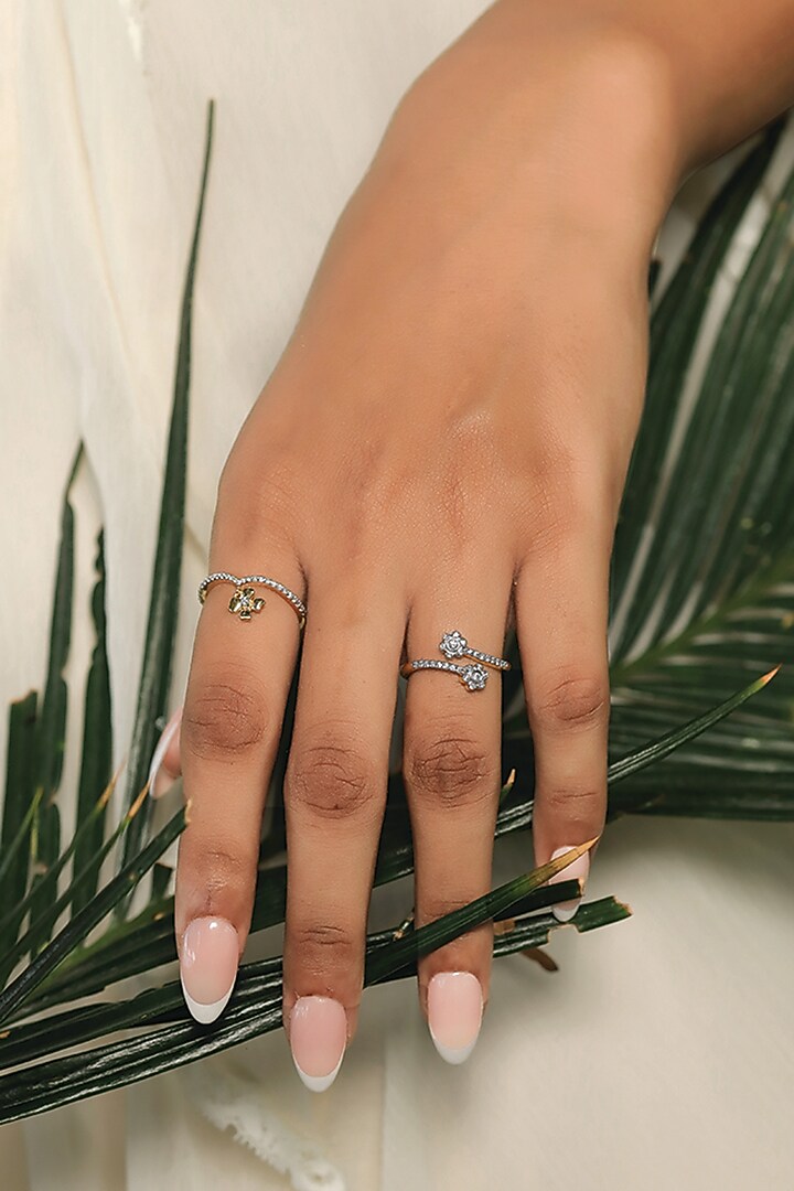 Gold Plated Lab-Grown Diamond Floral Open-Top Ring by Lukson at Pernia's Pop Up Shop