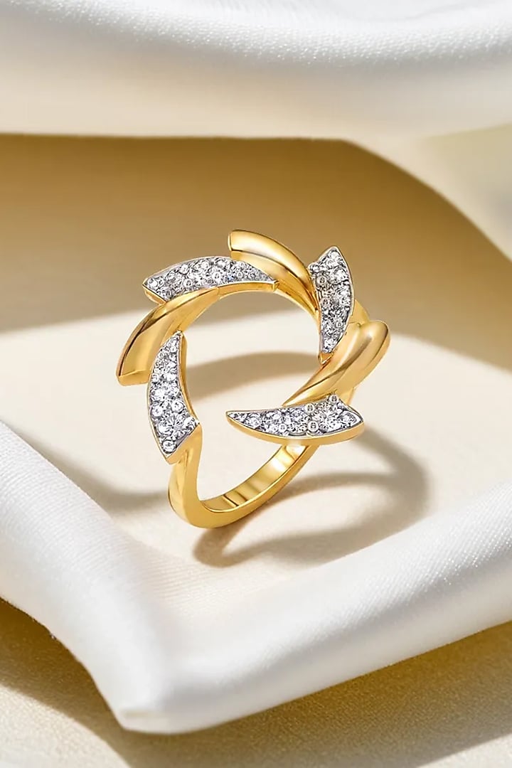 Gold Plated Lab-Grown Diamond Swirl Ring by Lukson at Pernia's Pop Up Shop