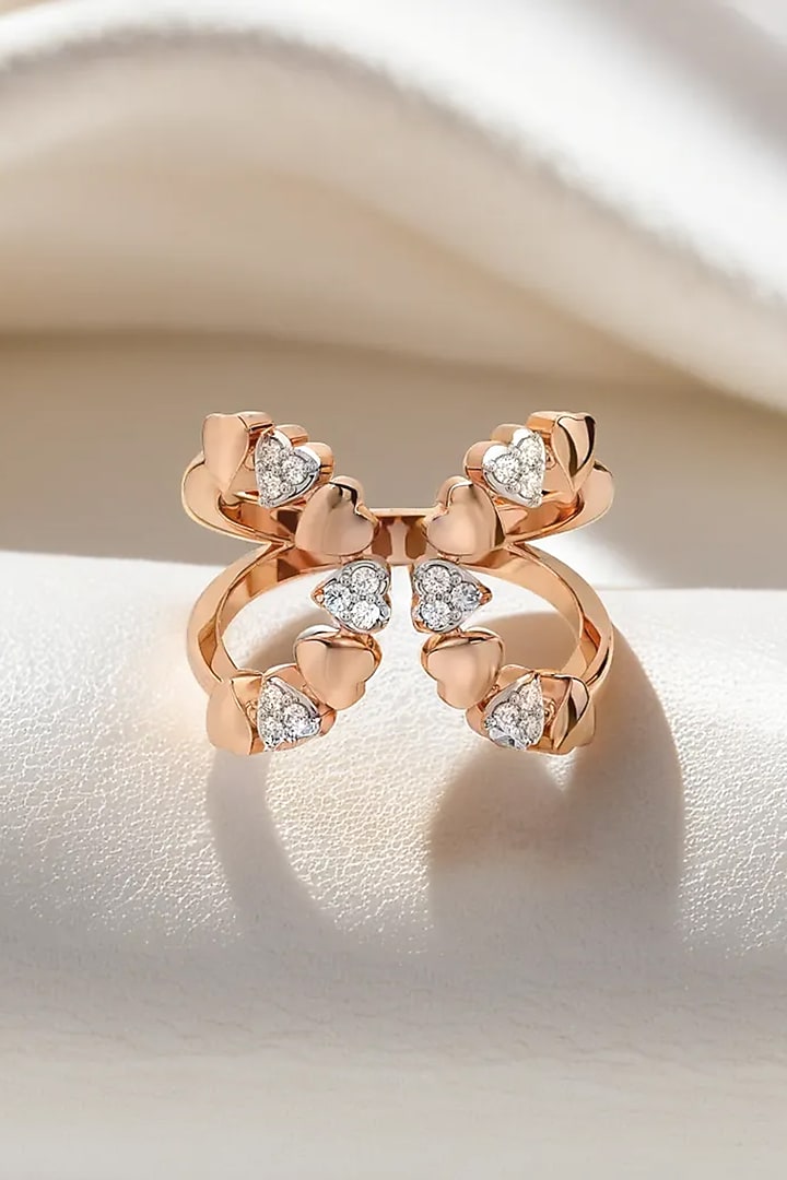 Rose Gold Plated Heart-Shaped Diamond Ring by Lukson at Pernia's Pop Up Shop