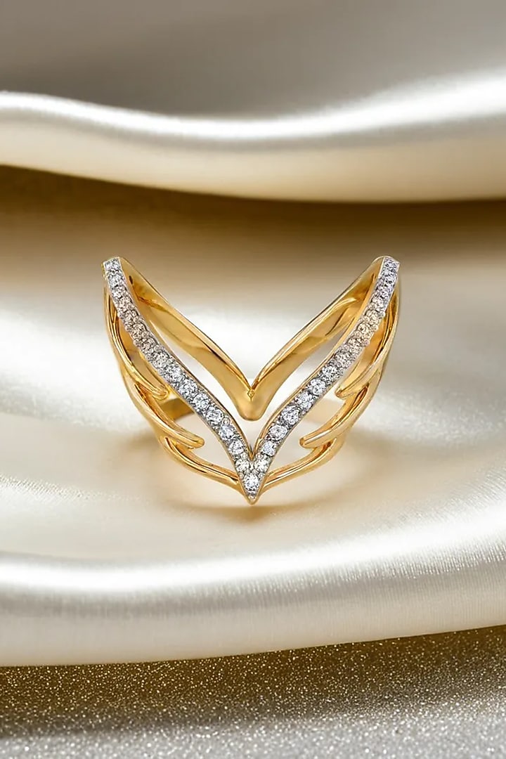 Gold Plated Lab-Grown Diamond Angel Wings Ring by Lukson at Pernia's Pop Up Shop