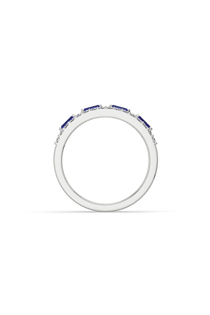 White Finish Diamond & Sapphire Stone Ring In Sterling Silver by Lukson at Pernia's Pop Up Shop
