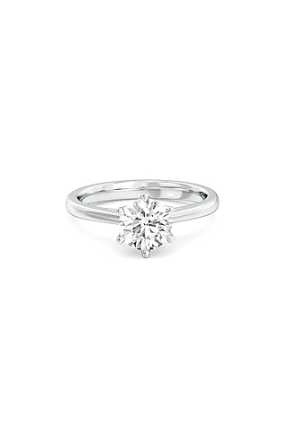 White Finish Solitaire Diamond Ring In Sterling Silver by Lukson