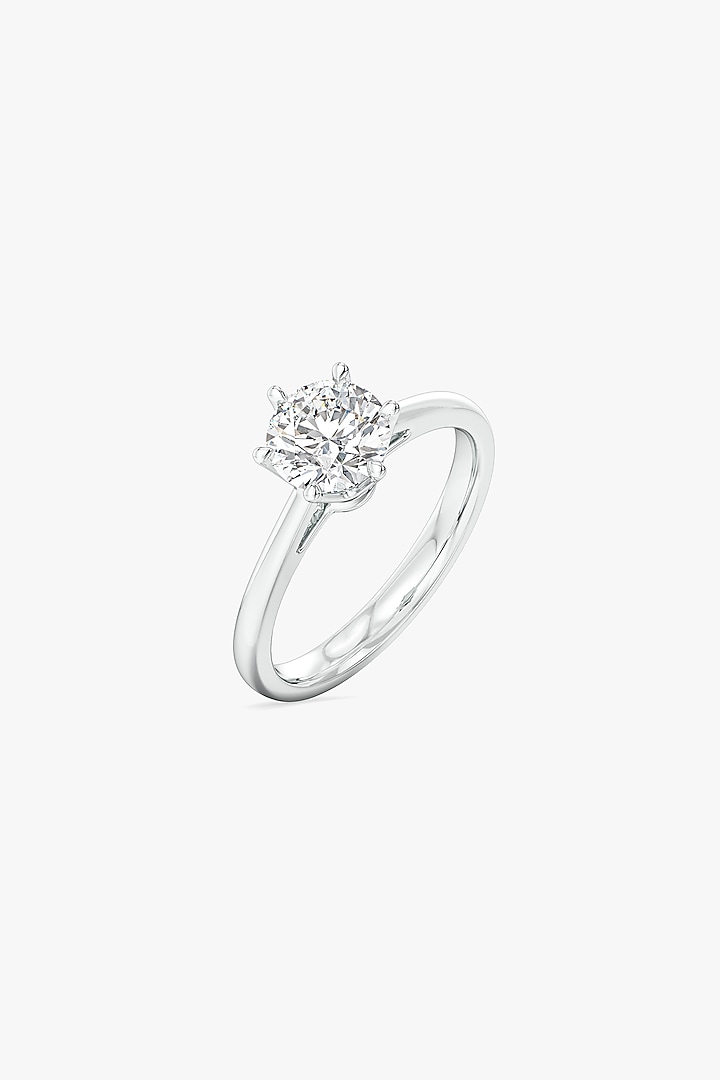 White Finish Solitaire Diamond Ring In Sterling Silver by Lukson at Pernia's Pop Up Shop