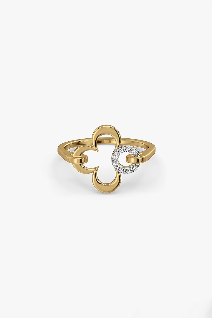 Gold Plated Lab-Grown Diamond Clover Leaf Ring by Lukson at Pernia's Pop Up Shop