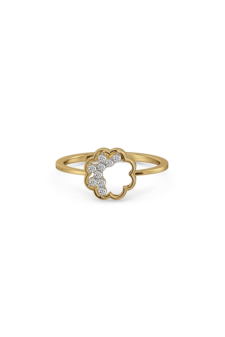Gold Plated Lab-Grown Diamond Floral Ring by Lukson at Pernia's Pop Up Shop