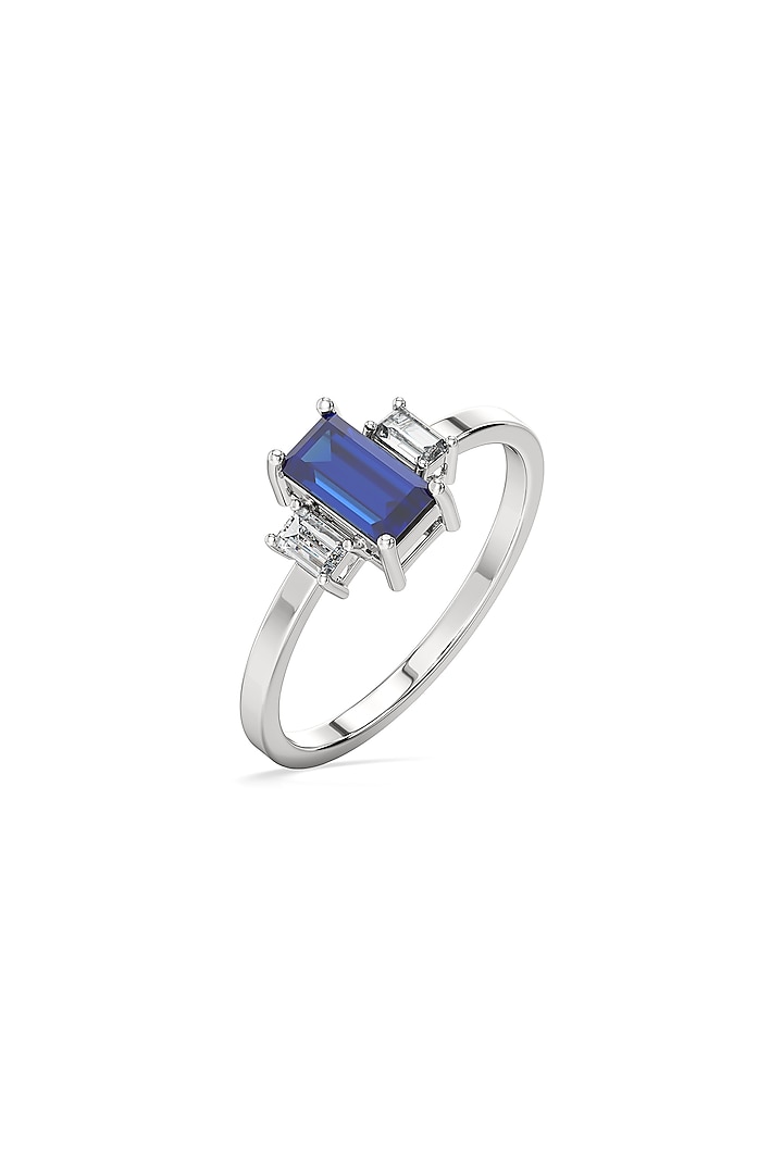 White Finish Baguette Diamond Ring In Sterling Silver by Lukson at Pernia's Pop Up Shop