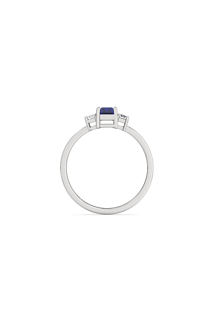 White Finish Baguette Diamond Ring In Sterling Silver by Lukson at Pernia's Pop Up Shop