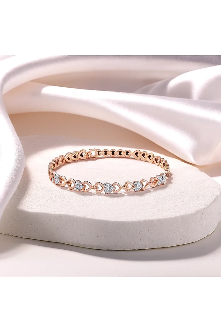 Rose Gold Plated Diamond Heartstring Tennis Bracelet by Lukson at Pernia's Pop Up Shop