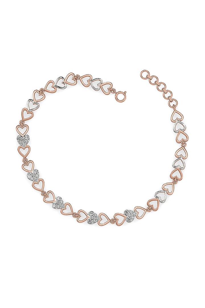 Rose Gold Plated Diamond Heartstring Tennis Bracelet by Lukson at Pernia's Pop Up Shop
