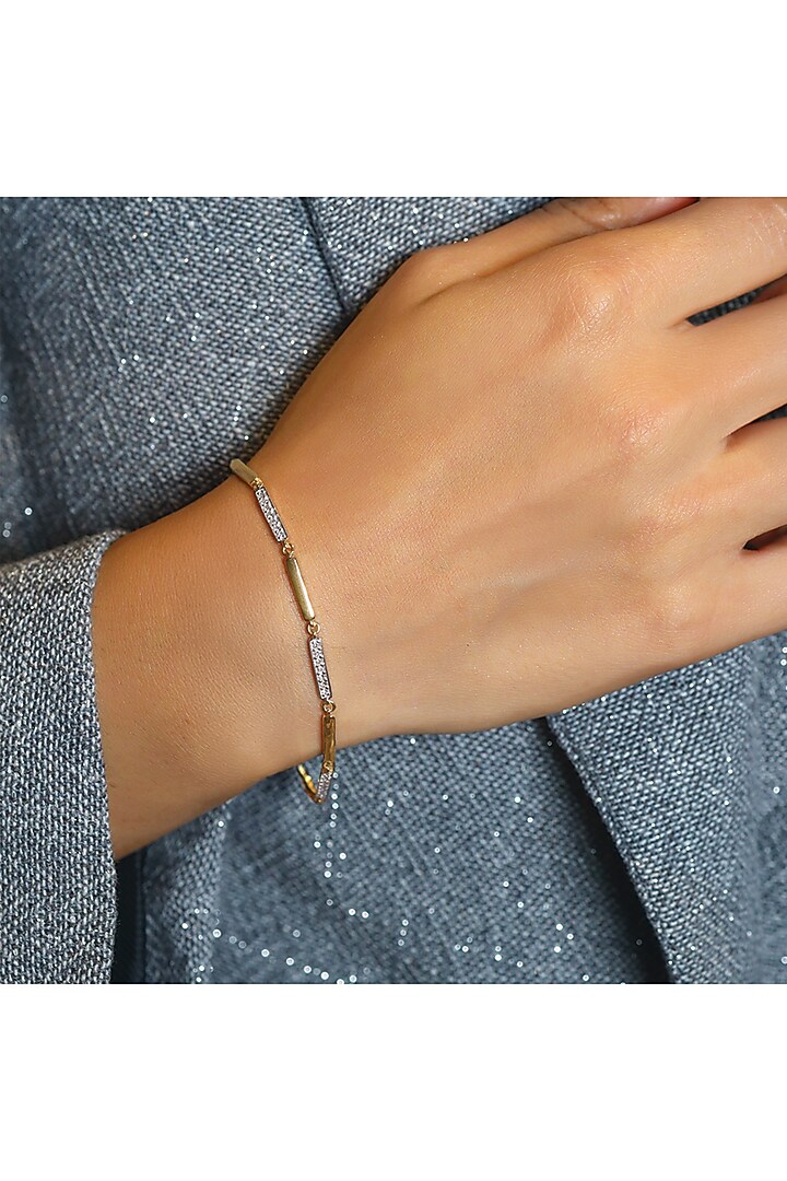Rose Gold Plated Diamond Simplicity Spark Tennis Bracelet by Lukson at Pernia's Pop Up Shop