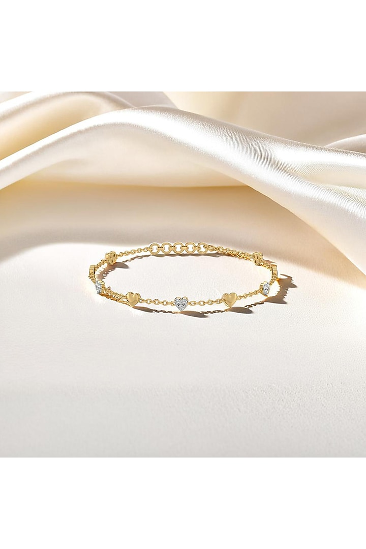Gold Plated Heart-Shaped Diamond Bracelet by Lukson at Pernia's Pop Up Shop