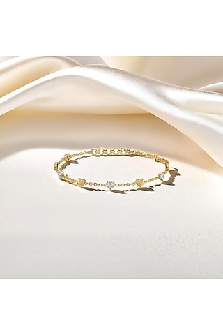 Gold Plated Heart-Shaped Diamond Bracelet by Lukson