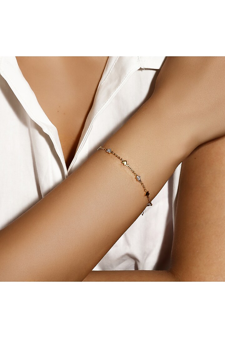 Gold Plated Heart-Shaped Diamond Bracelet by Lukson at Pernia's Pop Up Shop
