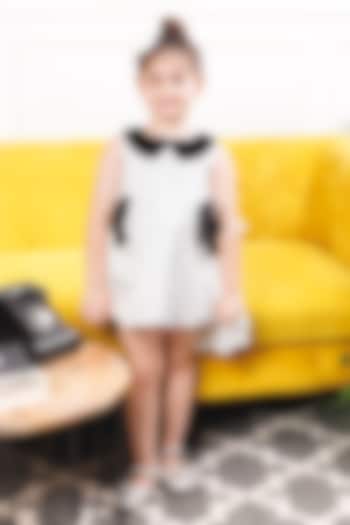 White Cotton Pearl Embellished High-Low Dress For Girls by The Lush Affair at Pernia's Pop Up Shop