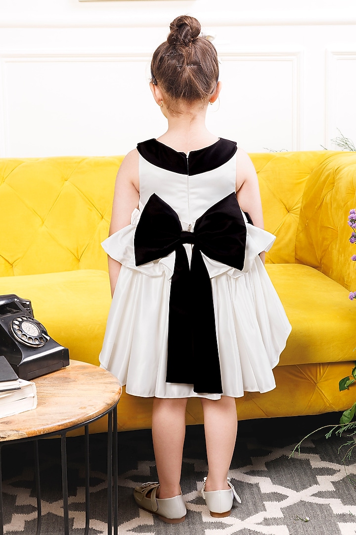 White Cotton Pearl Embellished High-Low Dress For Girls by The Lush Affair at Pernia's Pop Up Shop