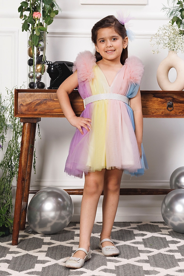 Pink Tulle Embellished Dress For Girls by The Lush Affair at Pernia's Pop Up Shop