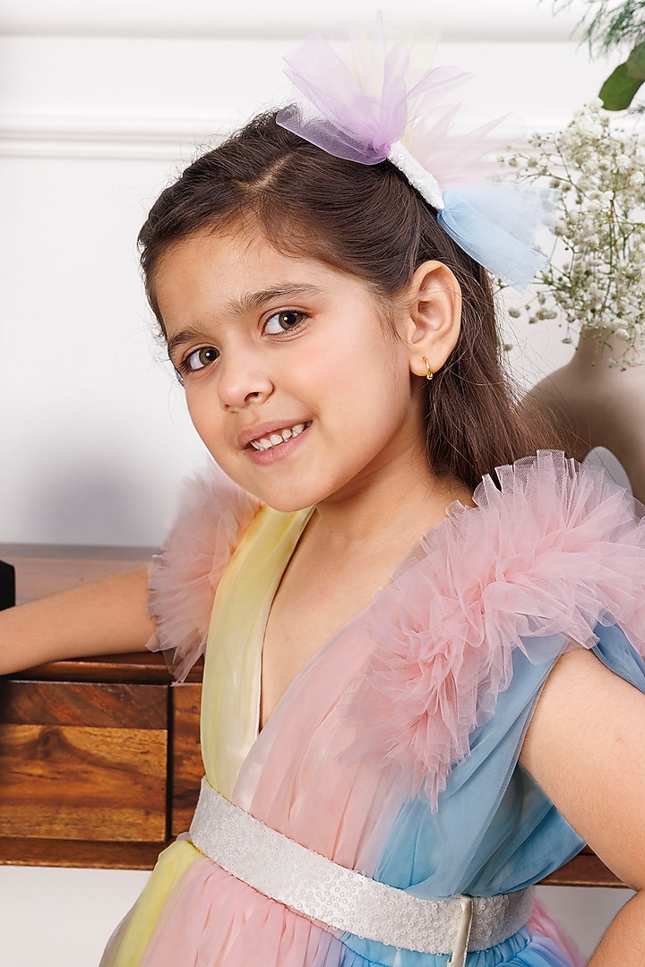 Pink Tulle Embellished Dress For Girls by The Lush Affair at Pernia's Pop Up Shop