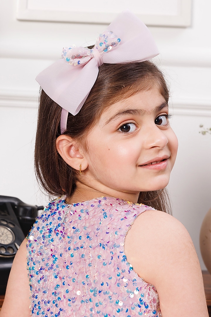 Pink Satin & Mesh Embellished Fluffy Dress For Girls by The Lush Affair at Pernia's Pop Up Shop