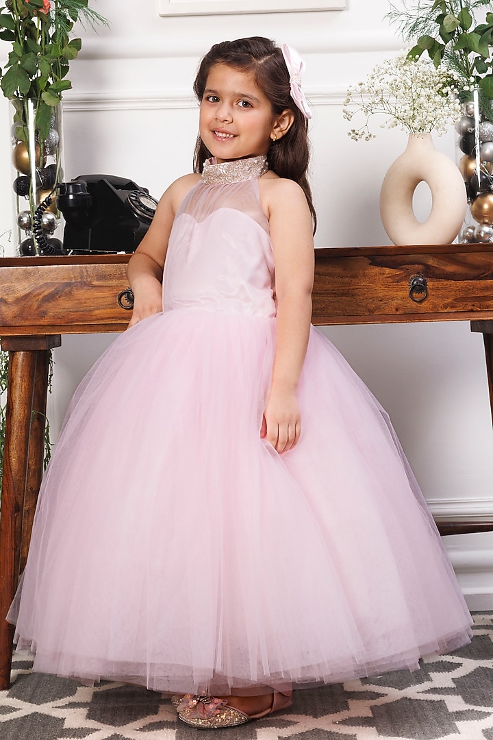Pink Soft Tulle Gown For Girls by The Lush Affair at Pernia's Pop Up Shop