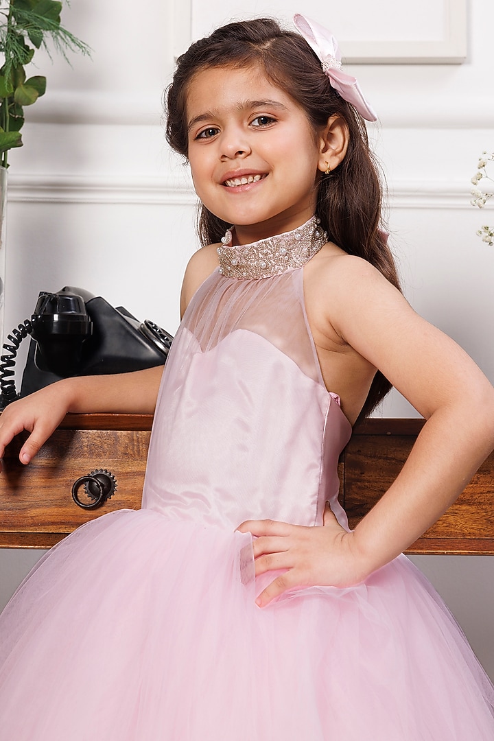 Pink Soft Tulle Gown For Girls by The Lush Affair at Pernia's Pop Up Shop