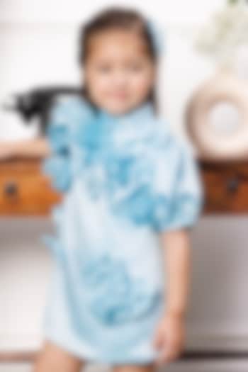 Blue Satin A-Line Dress For Girls by The Lush Affair at Pernia's Pop Up Shop