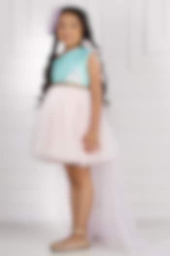 Pink Cotton & Silk Satin Hand Embroidered Dress For Girls by The Lush Affair at Pernia's Pop Up Shop