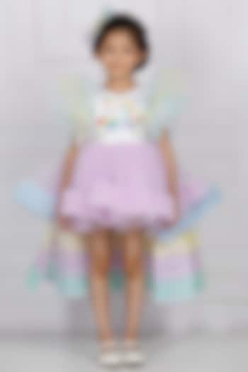 White Cotton & Silk Satin Embroidered Dress For Girls by The Lush Affair at Pernia's Pop Up Shop