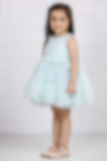 Blue Cotton & Silk Satin Embroidered Dress For Girls by The Lush Affair at Pernia's Pop Up Shop