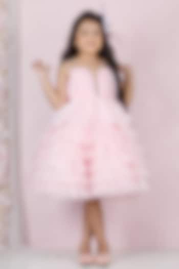 Pink Cotton & Silk Satin Embroidered Dress For Girls by The Lush Affair at Pernia's Pop Up Shop