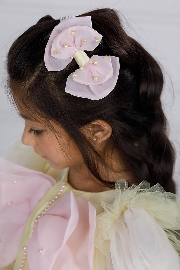 Lemon Cotton & Silk Satin Embroidered Dress For Girls by The Lush Affair at Pernia's Pop Up Shop