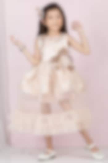 Peach Cotton & Jacquard Embroidered Dress For Girls by The Lush Affair at Pernia's Pop Up Shop